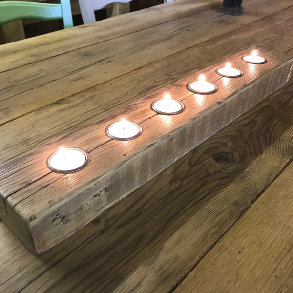 Tea Light Candle Reclaimed Timber Rustic Table Centre Piece, makes quite a nice gift