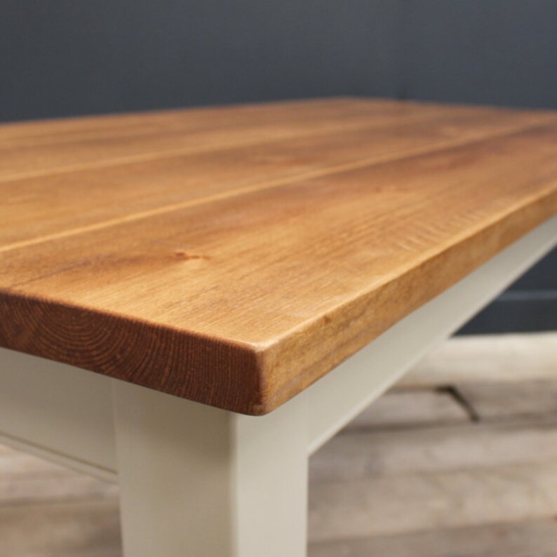 Pine Farmhouse Kitchen Dining Table Plank Top Hand Made 40mm Etsy