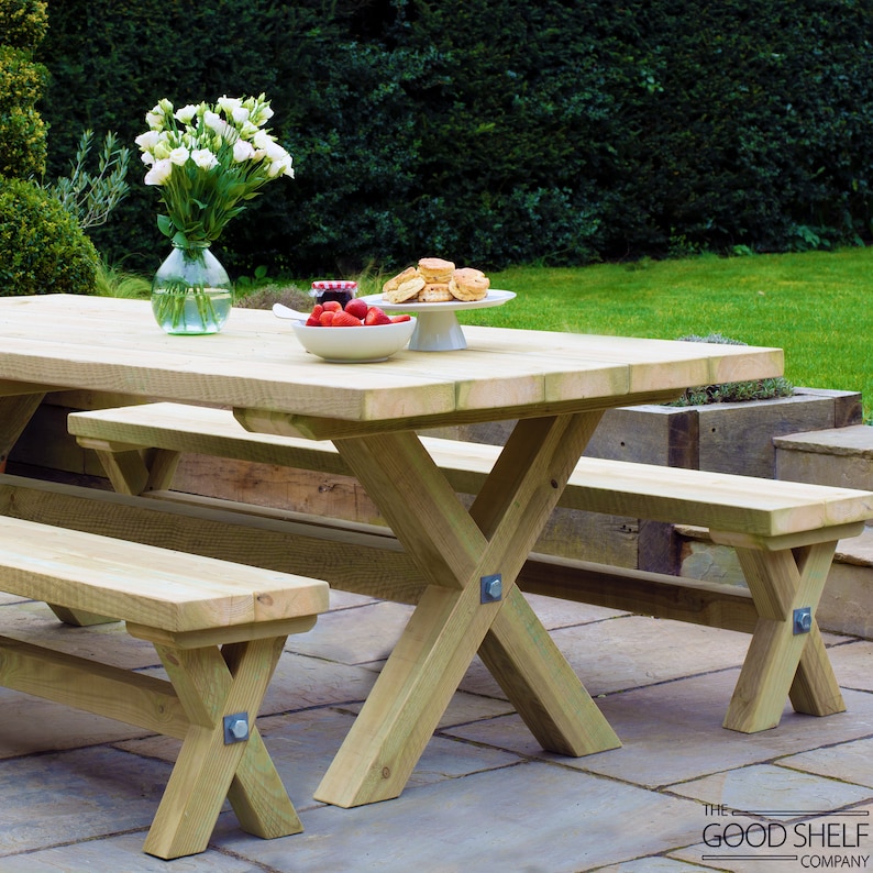 Garden Outdoor Patio Terrace X Frame Bench Seat Etsy UK