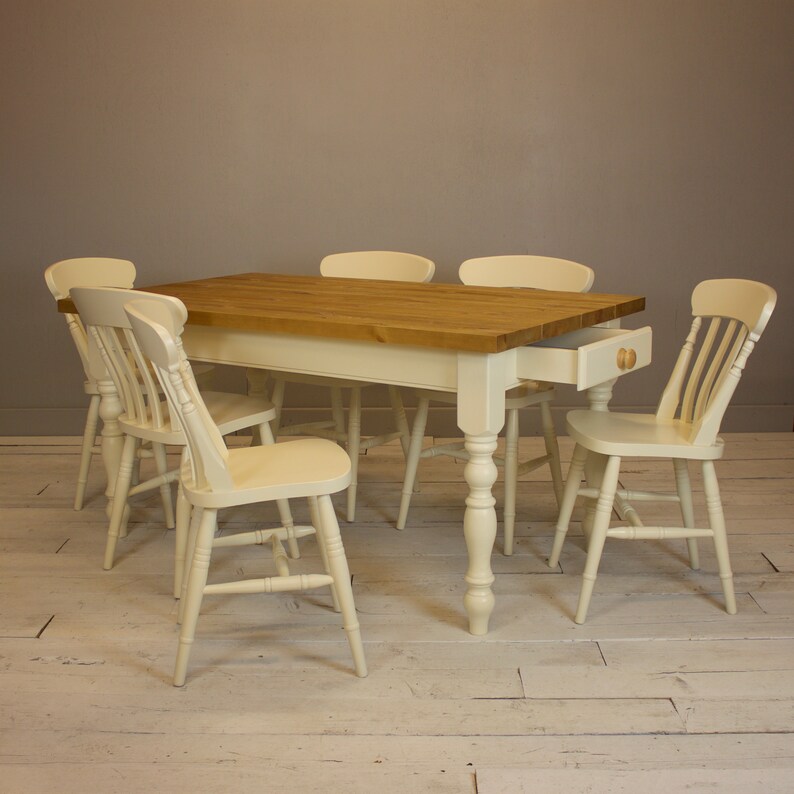 Pine Farmhouse Kitchen Dining Table Plank Top Hand Made 40mm Etsy