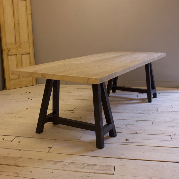 Reclaimed Work Horse Trestle Dining Table