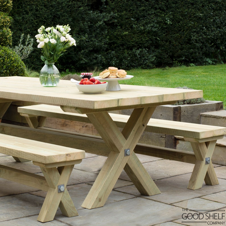 Garden Outdoor Patio Terrace X Frame Dining Table image 2