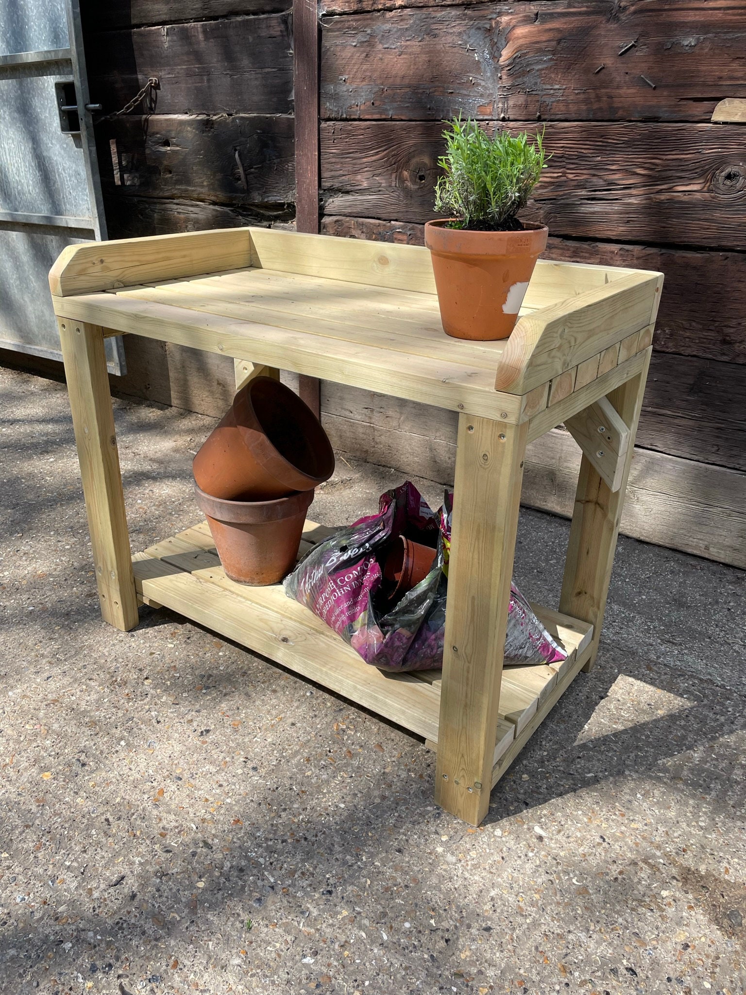 Heavy Duty Potting Table Planting Bench With Shelf Outdoor Etsy UK