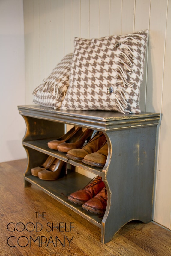 Vintage Shoe Rack Bench Seat Storage For 8 Pairs Etsy