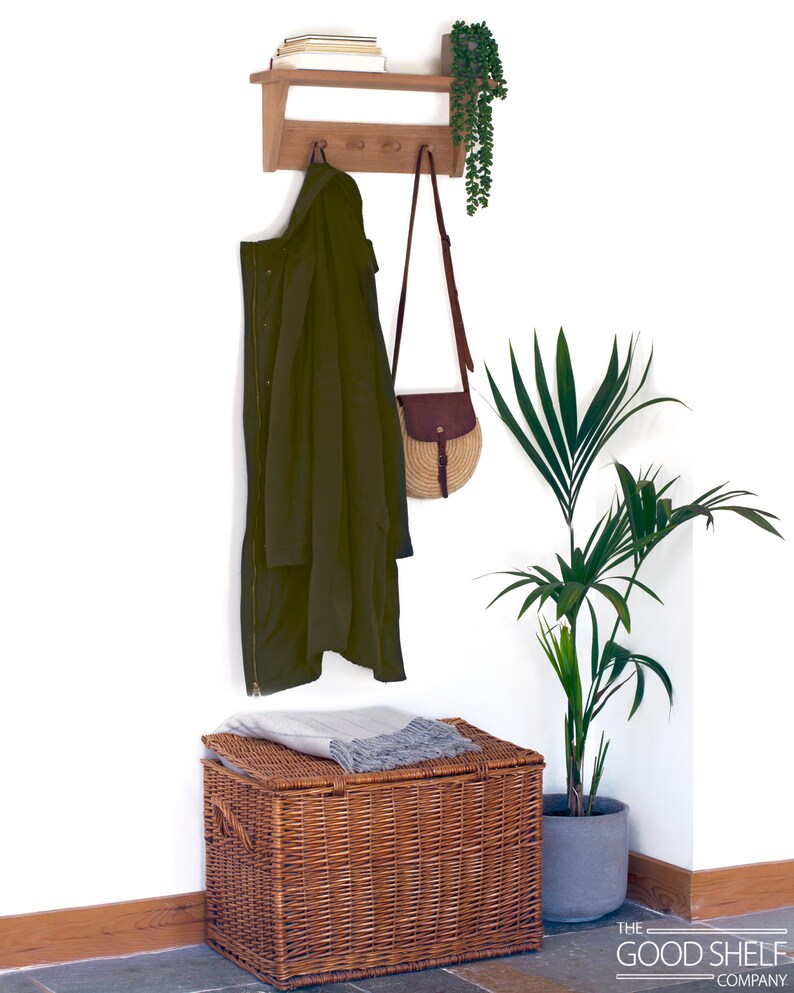 Oak Shaker Peg Rail Coat Rack With Shelf in Various Sizes Etsy UK