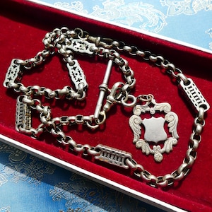 Antique Victorian Watch Chain Necklace Double Albert Chain +