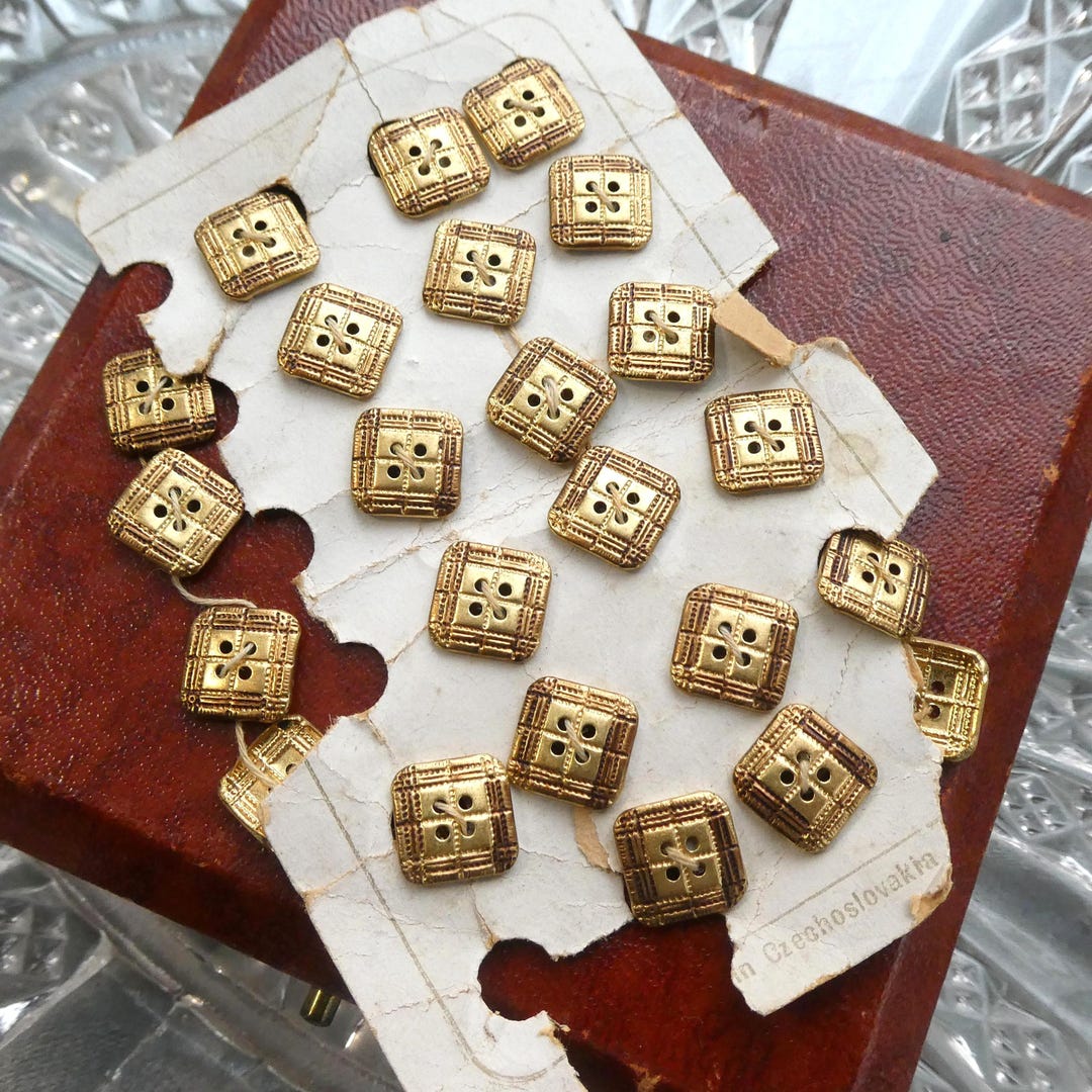 Antique Deco Czech Buttons, Rare Set of 24 Genuine 1920s Gilt Carded ...
