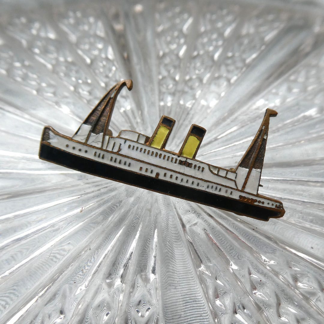 Antique Oceanliner Ship Badge Brooch 1920s Deco Stratton England