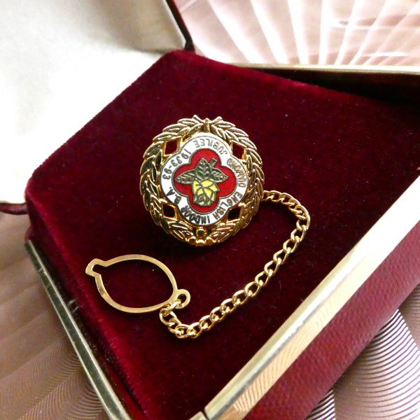 Vintage Indoor Bowls Association Tie Tack Pin Clip, Enamelled 1993 Diamond Jubilee Pin, Great Cond. Charming! Gift Boxed