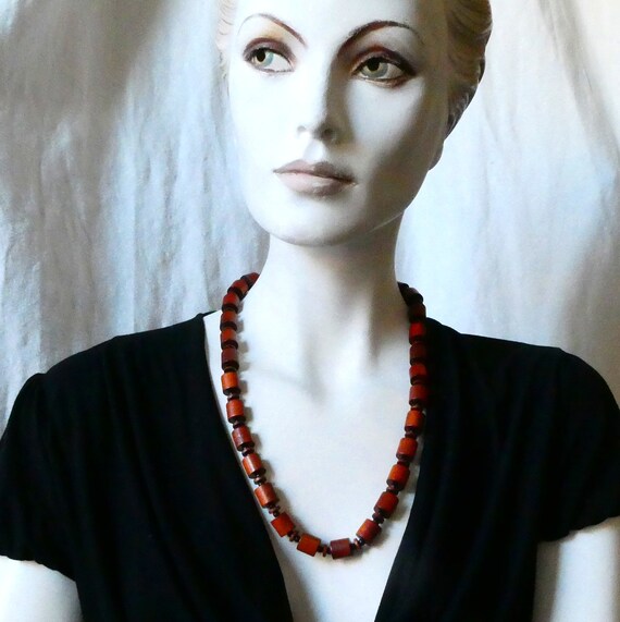 Vintage Deco 30s Depression Era Necklace, Rose Woo