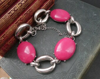 Vintage M&S Per Una Necklace, Oversized Shocking Pink Chain