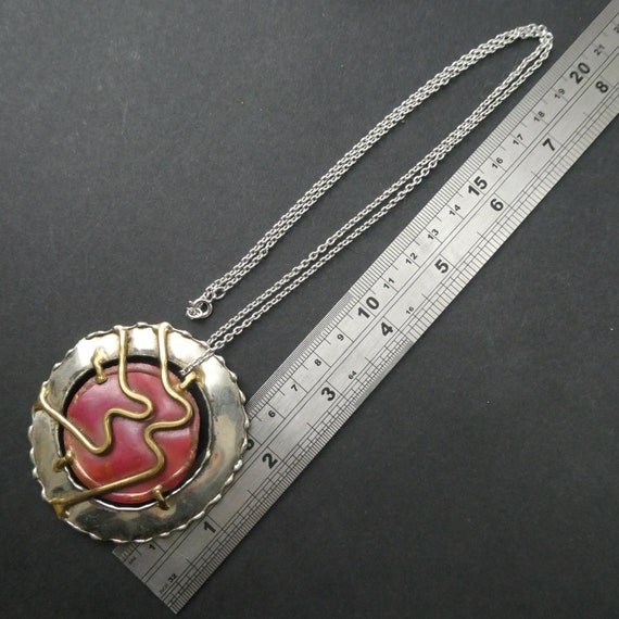 Vintage 1970s Brutalist Pendant Necklace, Large S… - image 7