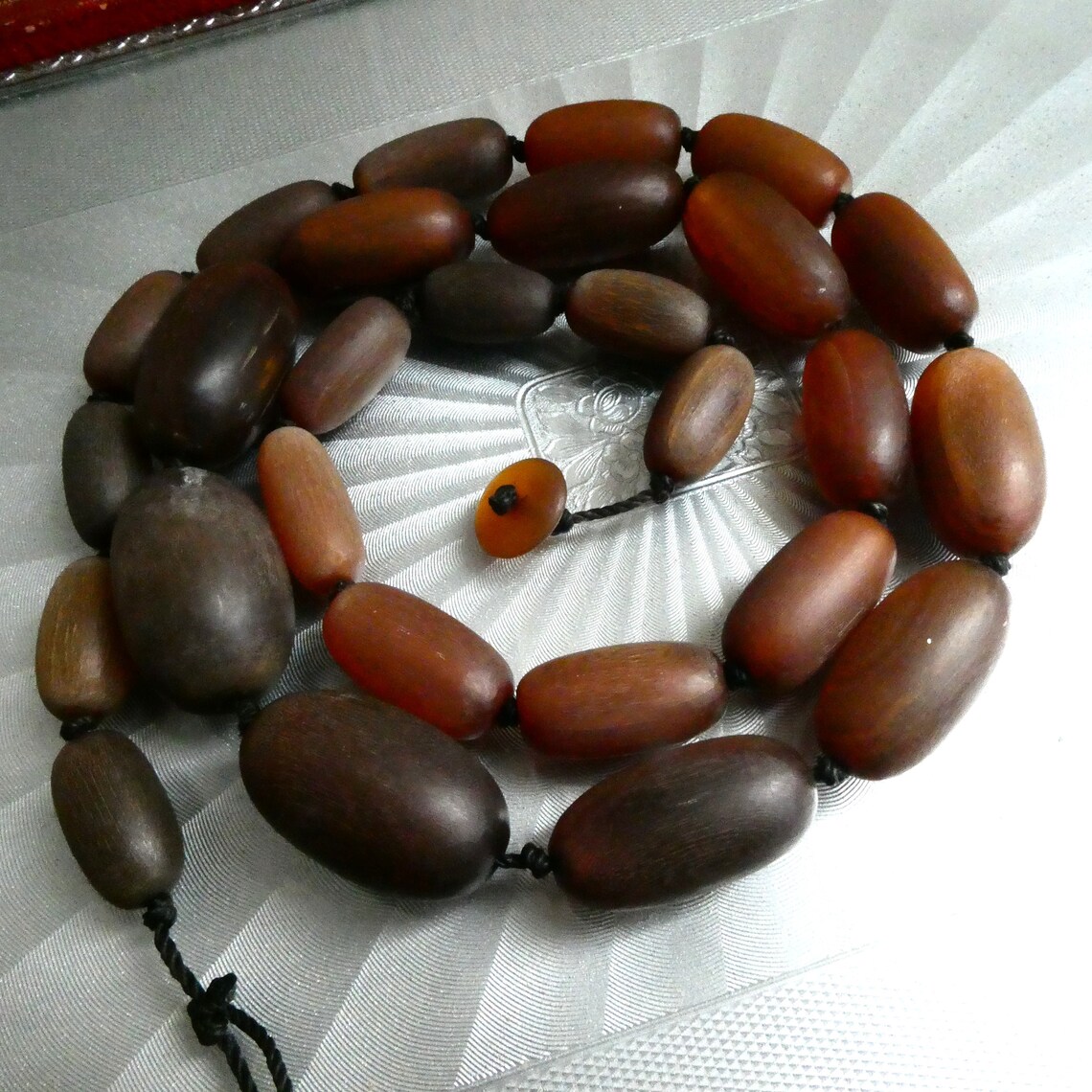 Vintage Deco Buffalo Horn Necklace Massive Graduated Bead Etsy