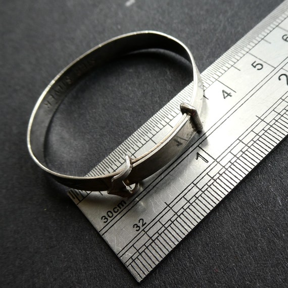 Vintage Christening Bracelet, Etched Sterling Silver … Gem