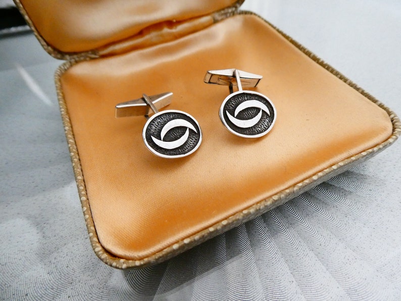 Striking Modernist Design Great Cond Vintage 70s Ola Gorie Scottish Silver Cufflinks Gift Boxed OMG Stamped Modernist Brutalist Links