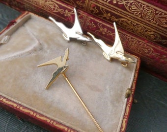 Vintage South African Airlines Badges & Stick Pin, 1980s Flying Springbok Winged Antelope