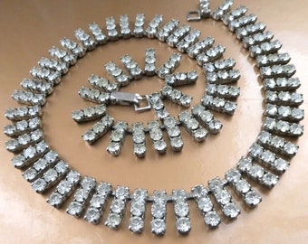 Vintage Diamante Paste Necklace 1970s Mod Diamond Paste Collar