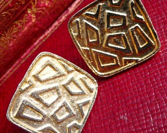 Vintage 60s Retro Cufflinks Modernist Brutalist Geometric Gilt Links