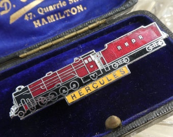 Vintage Hércules locomotora insignia broche Pin trenes ferroviarios británicos recuerdos