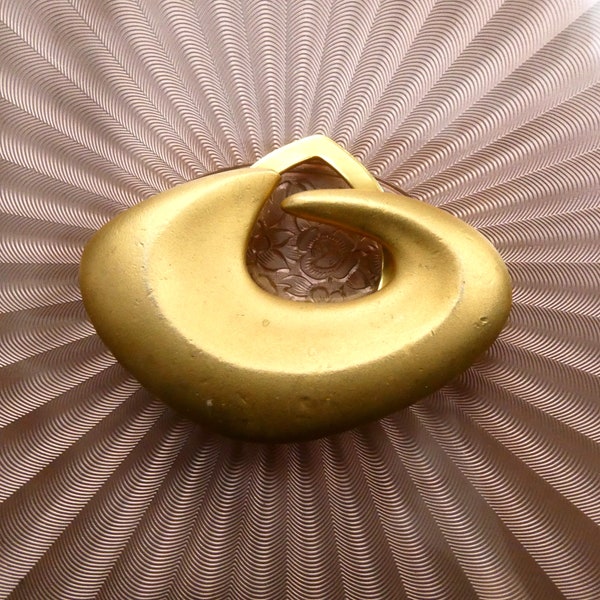 Vintage Mod Scarf Clip Ring, Frosted Gold Sculptural Brutalist Fastener Made in England