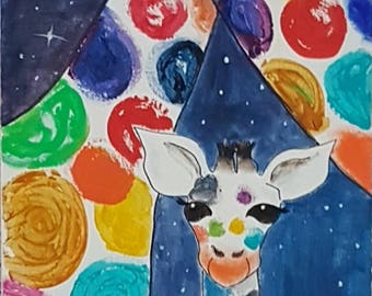 Colourful giraffe family painting