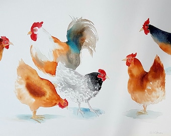 Colourful chickens art