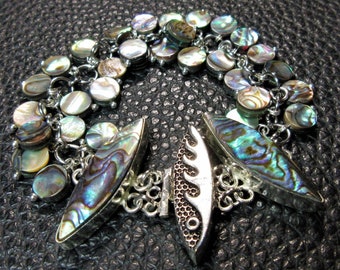 Eye-Catching All Multicolor Abalone Shell Plated Silver Bracelet