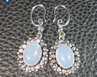 Lovely Blue Chalcedony & Plated Silver Earrings