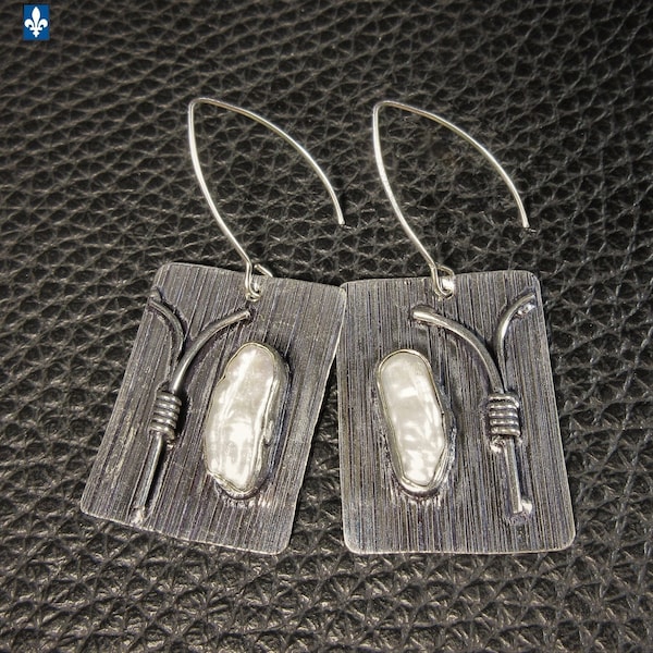 Splendidi orecchini con perle d'acqua dolce color avorio e placcati in argento .925 - Ganci in acciaio inossidabile