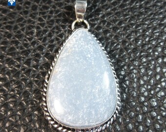Charming Light Blue Angelite & .925 Plated Silver Pendant