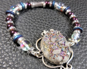 cercle Quartz rose et Zircones Argent 925 rhodi\u00e9 925 Silver Bracelet Jonc Bracelet Argent 925 Argent 58 mm Bracelet Jonc