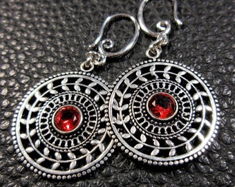 Marvellous Red Topaze .925 Plated Silver Earrings