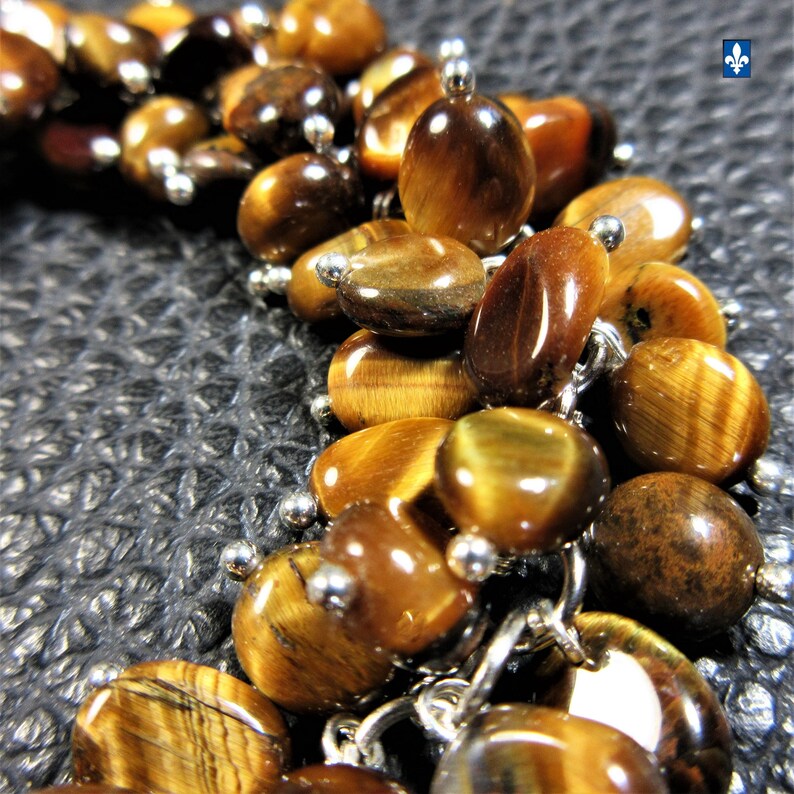 Wonderful Natural Tiger/'s Eye /& Plated Silver Bracelet