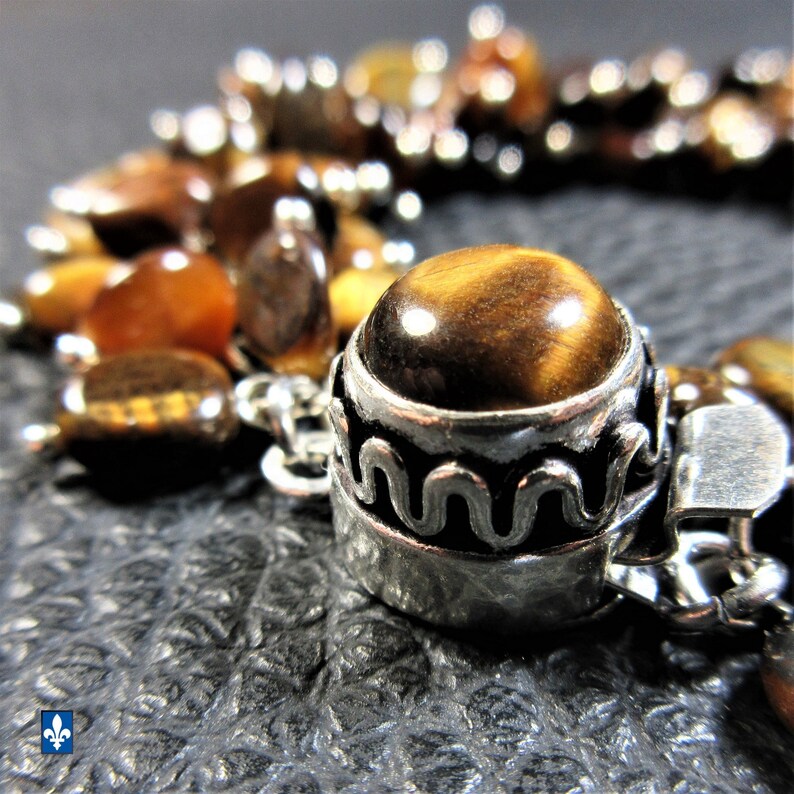 Wonderful Natural Tiger/'s Eye /& Plated Silver Bracelet