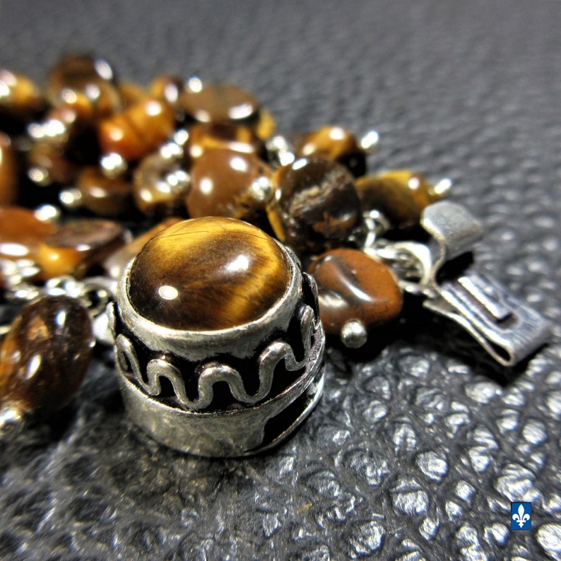 Wonderful Natural Tiger/'s Eye /& Plated Silver Bracelet