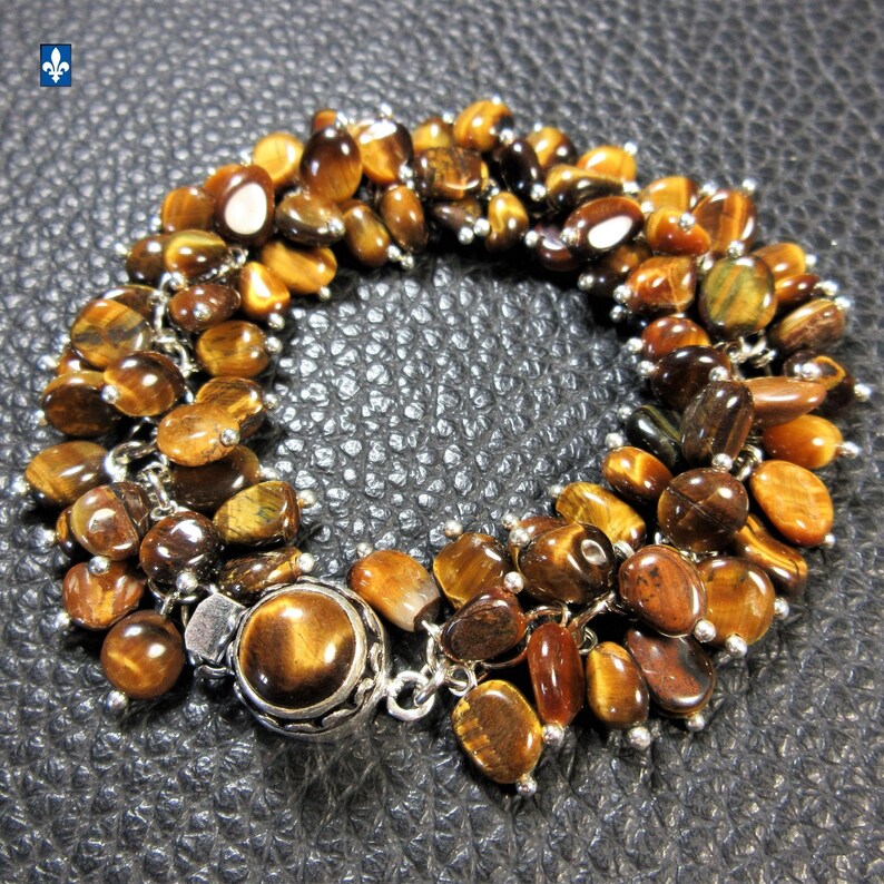 Wonderful Natural Tiger/'s Eye /& Plated Silver Bracelet