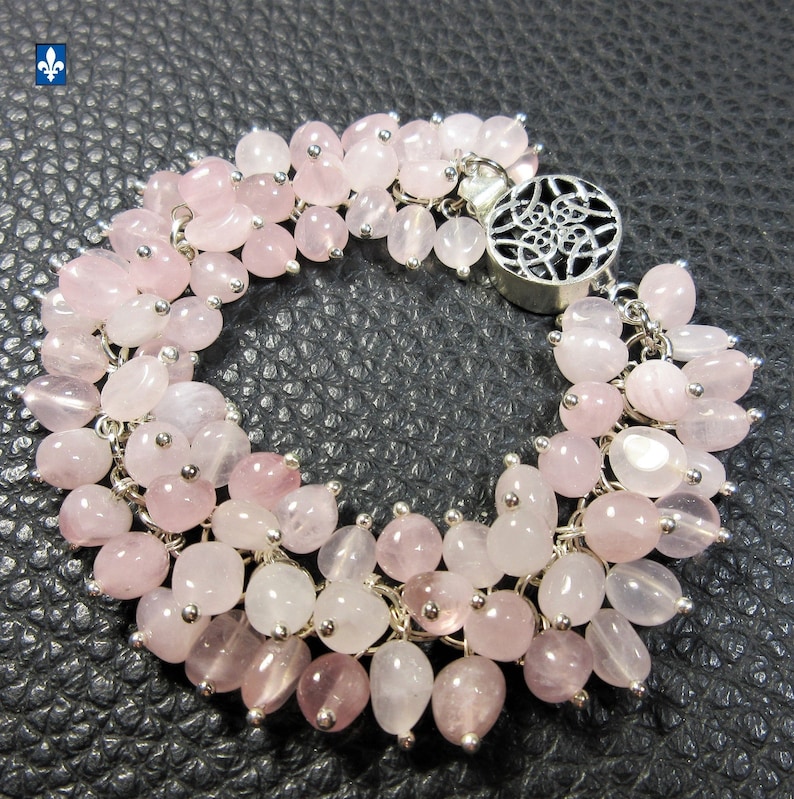 Charming Pink Quartz Plated Silver Bracelet