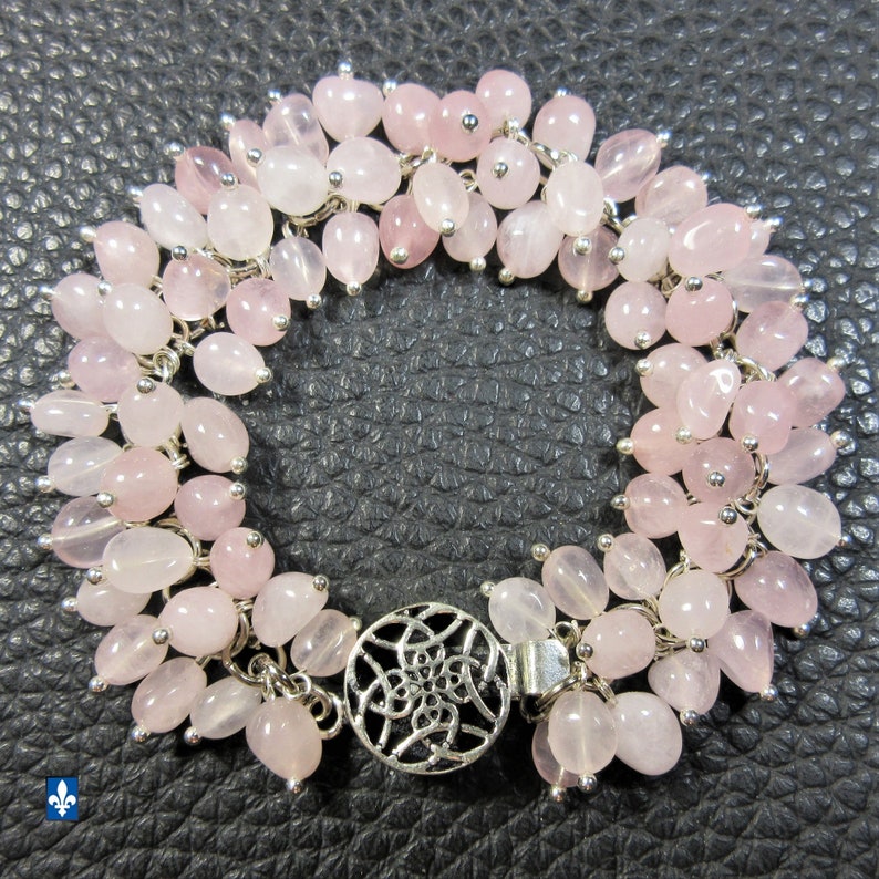Charming Pink Quartz Plated Silver Bracelet
