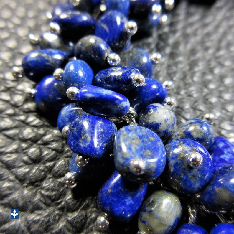 Splendid All Blue Lapis Lazuli /& Plated Silver Bracelet