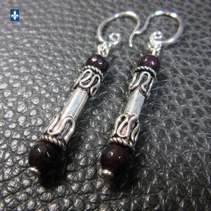 Delicate Garnet & Plated Silver Earrings image 2