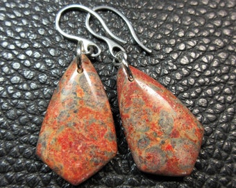 Sublim Leopard Skin Jasper & Stainless Steel Hooks Earrings