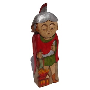 San FLORIÁN, patrono de los bomberos y de las profesiones relacionadas con el fuego - escultura de madera hecha a mano