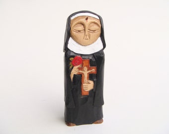 St. RITA van Cascia, heilige uit moeilijke en hopeloze zaken - handgemaakt houten beeld