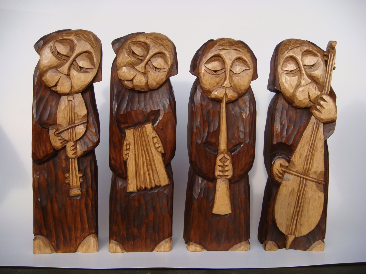 BAND of FOUR MUSICIANS Hand-carved Wooden Figures - Etsy