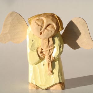 ANGEL playing violin- handcrafted wooden sculpture