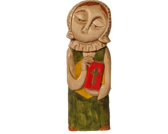 Santa Margarida Clitherow, "Pérola de York", mártir da fé - escultura de madeira feita à mão