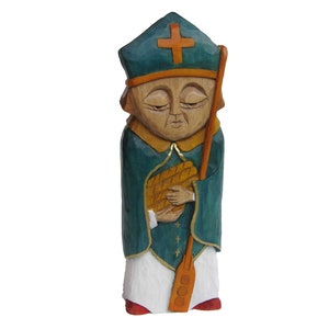 Saint HONORE Patron of bakers and baking (Patron des boulangers)-handcrafted wooden sculpture