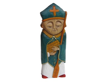 Saint HONORE Patron of bakers and baking (Patron des boulangers)-handcrafted wooden sculpture