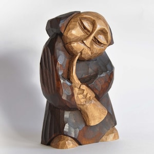 TRUMPET PLAYER- handcrafted wooden sculpture