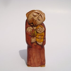 SAINT JOSEPH with The Baby Jesus, handcrafted wooden sculpture